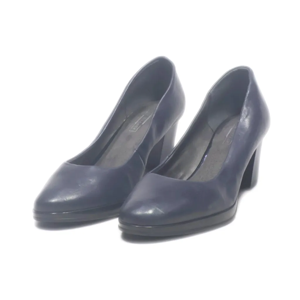 5Th Avenue Mid-Heel Shoes Leather Blue Colour For Women