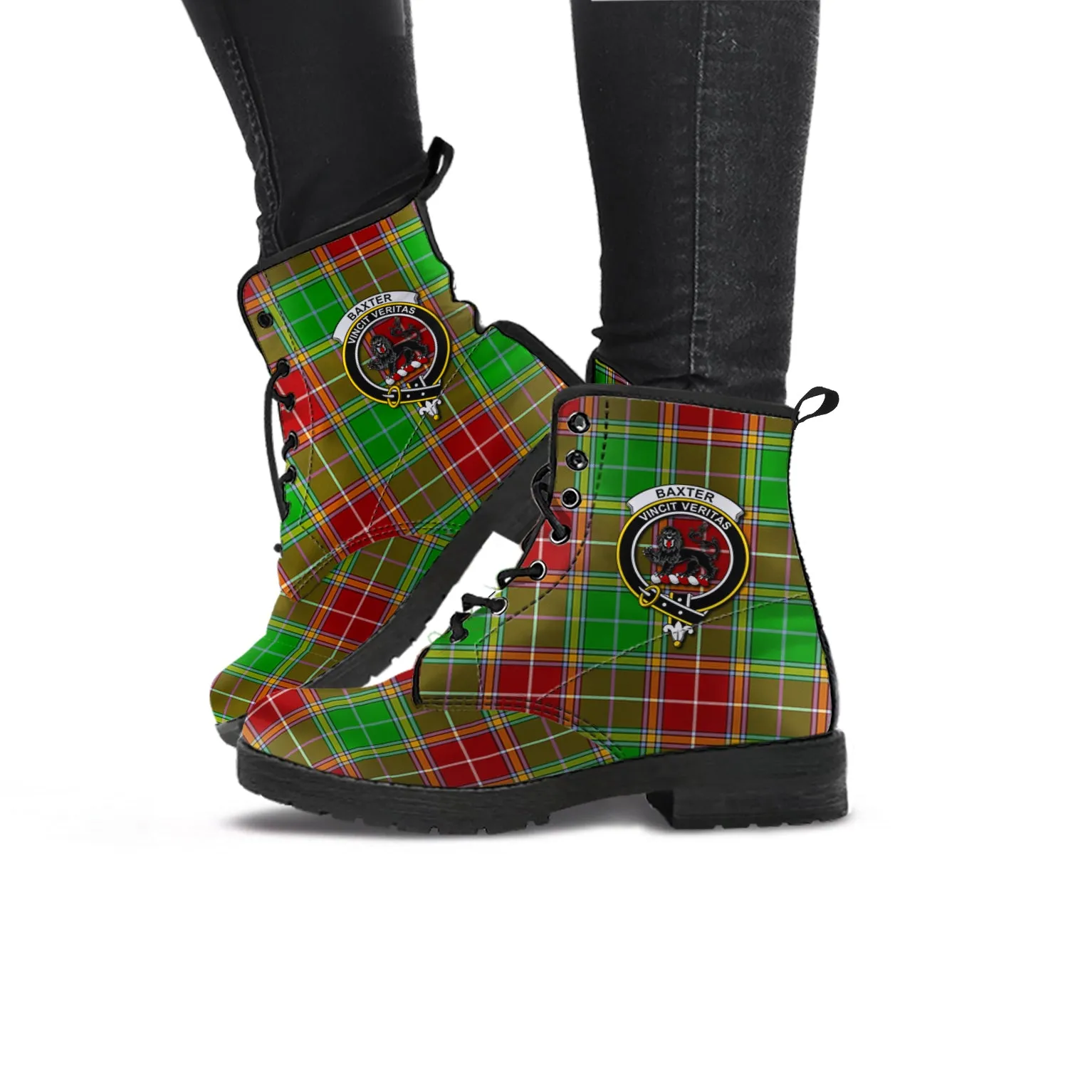 Baxter Modern Tartan Leather Boots with Family Crest