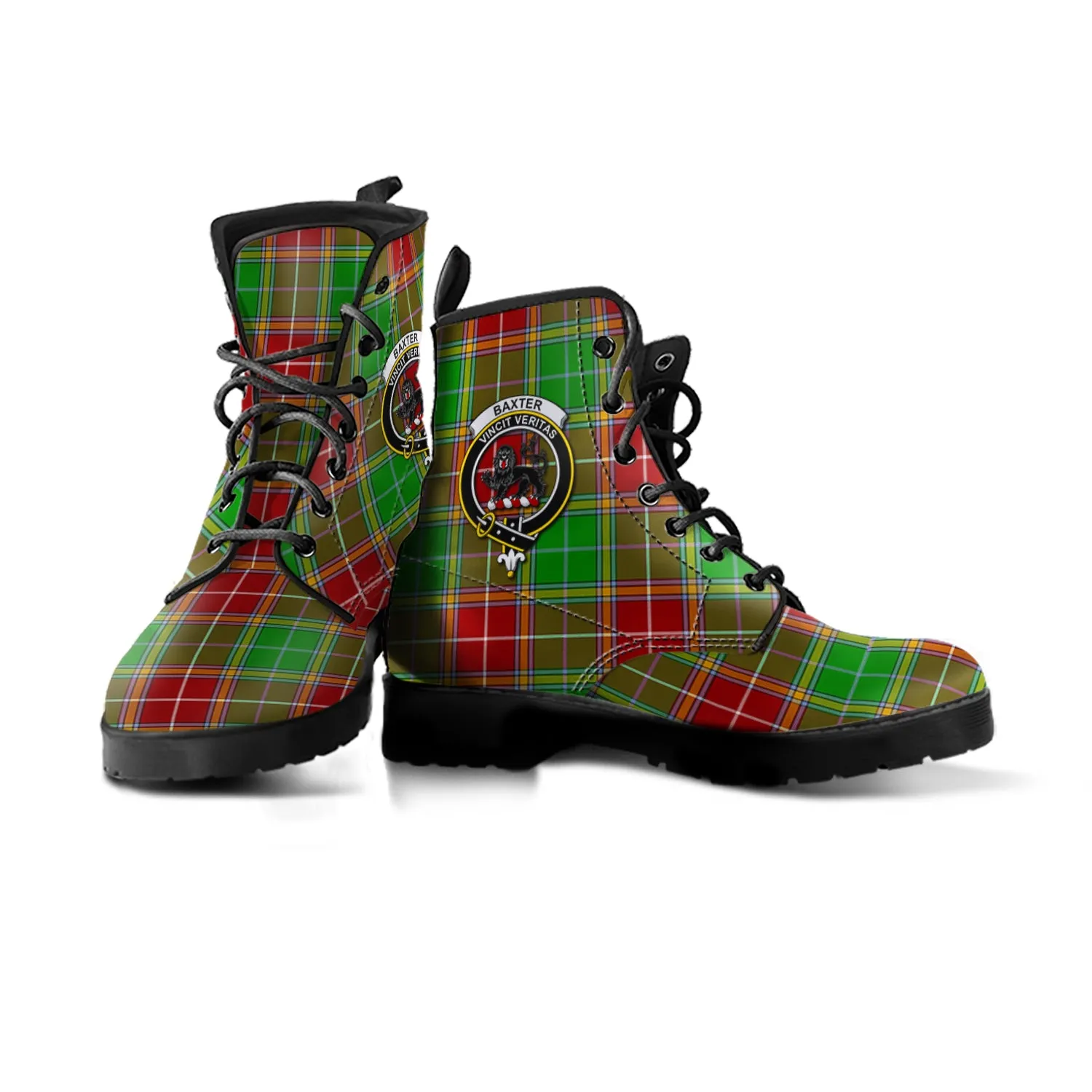 Baxter Modern Tartan Leather Boots with Family Crest