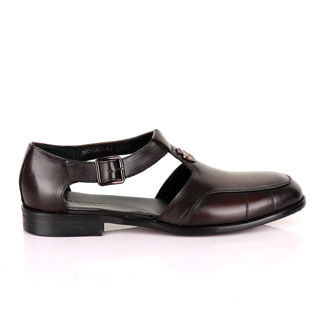 Billionaire Exotic Coffee Plain Cover Leather Sandal