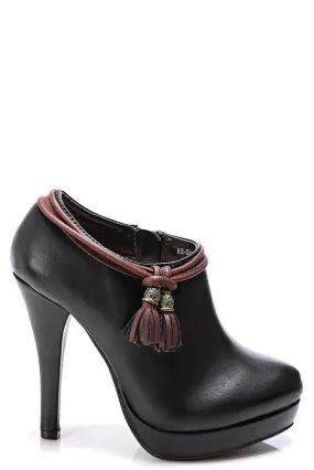 Black Ankle Boots with Tassel Detail