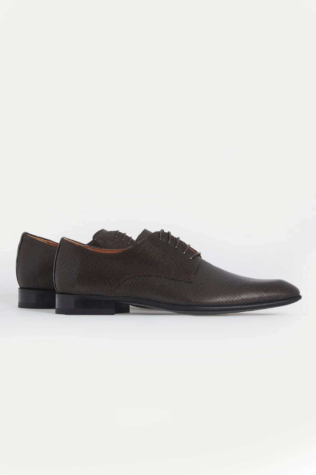 Classic 100% Leather Brown Aniline Textured Lace-Up Shoes