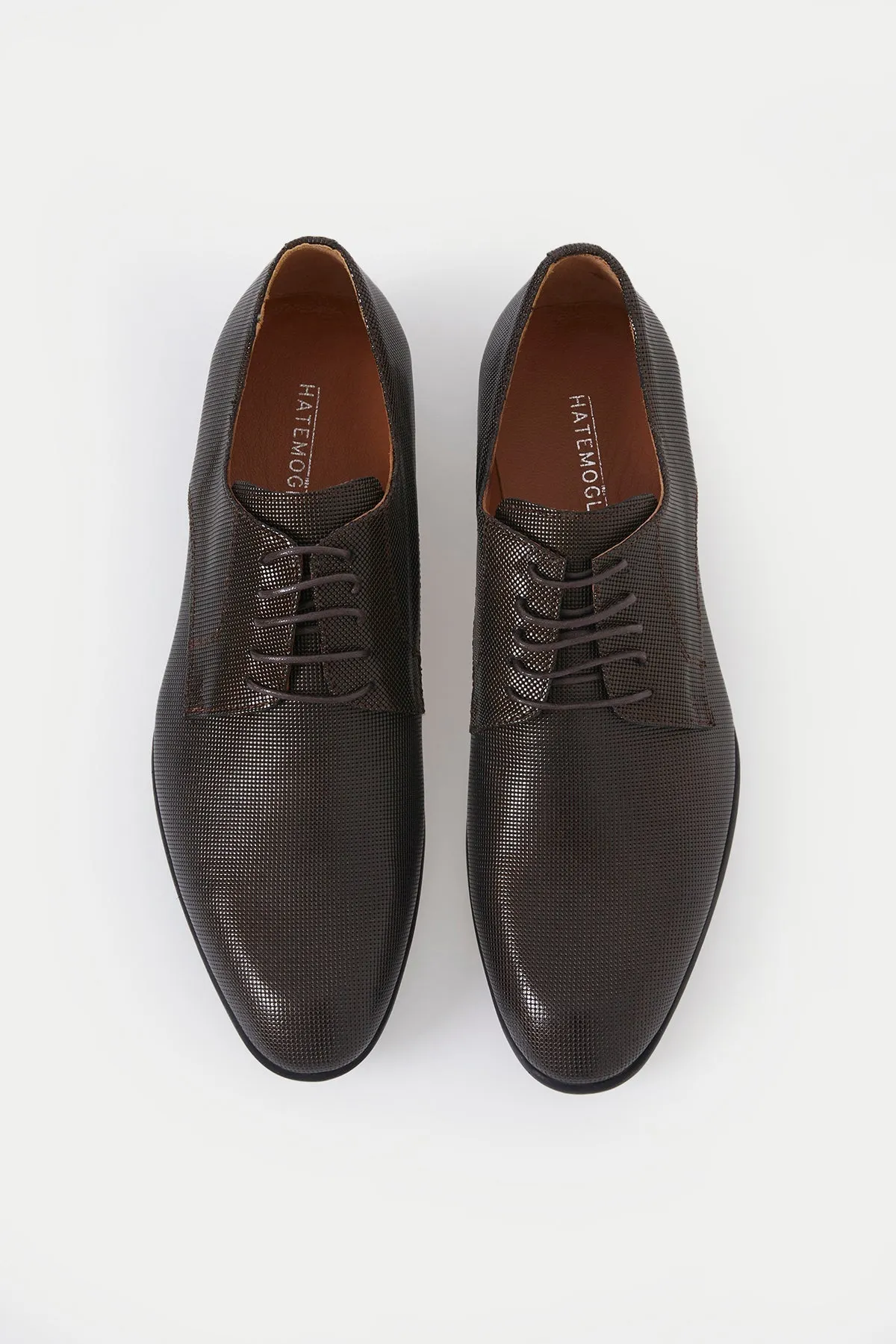 Classic 100% Leather Brown Aniline Textured Lace-Up Shoes