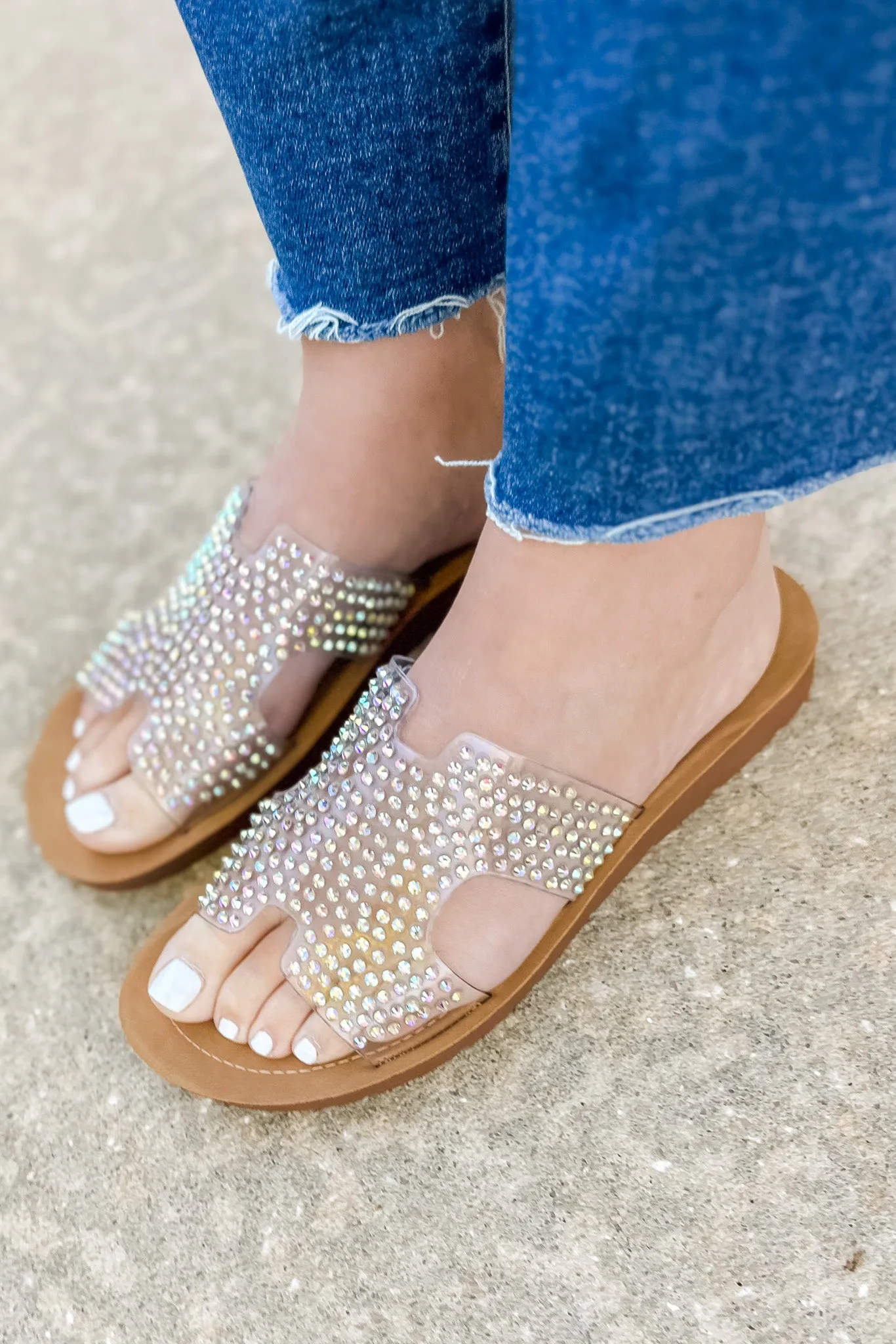 Corkys: BOGALUSA Slide - Clear Rhinestones