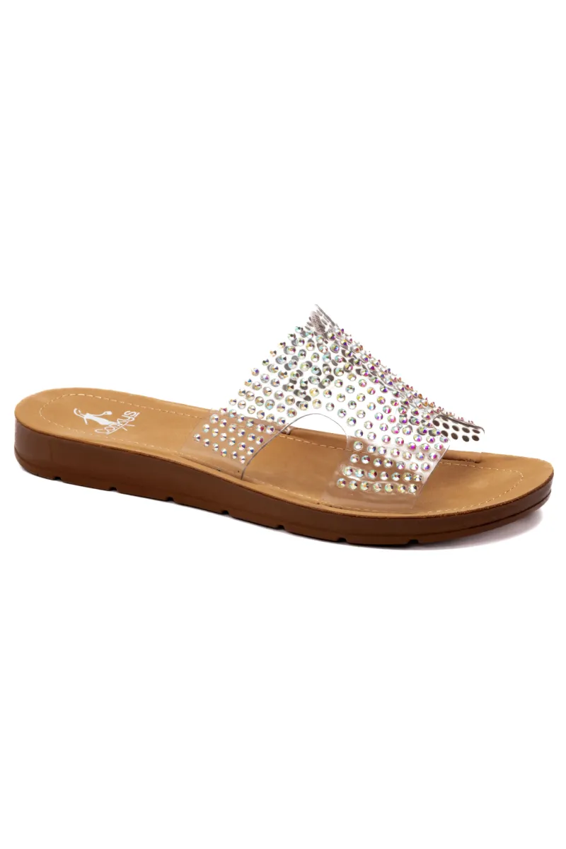 Corkys: BOGALUSA Slide - Clear Rhinestones