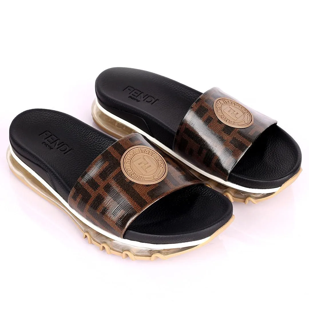 Fend Elegant Sneakers Sole Designed Brown Slippers