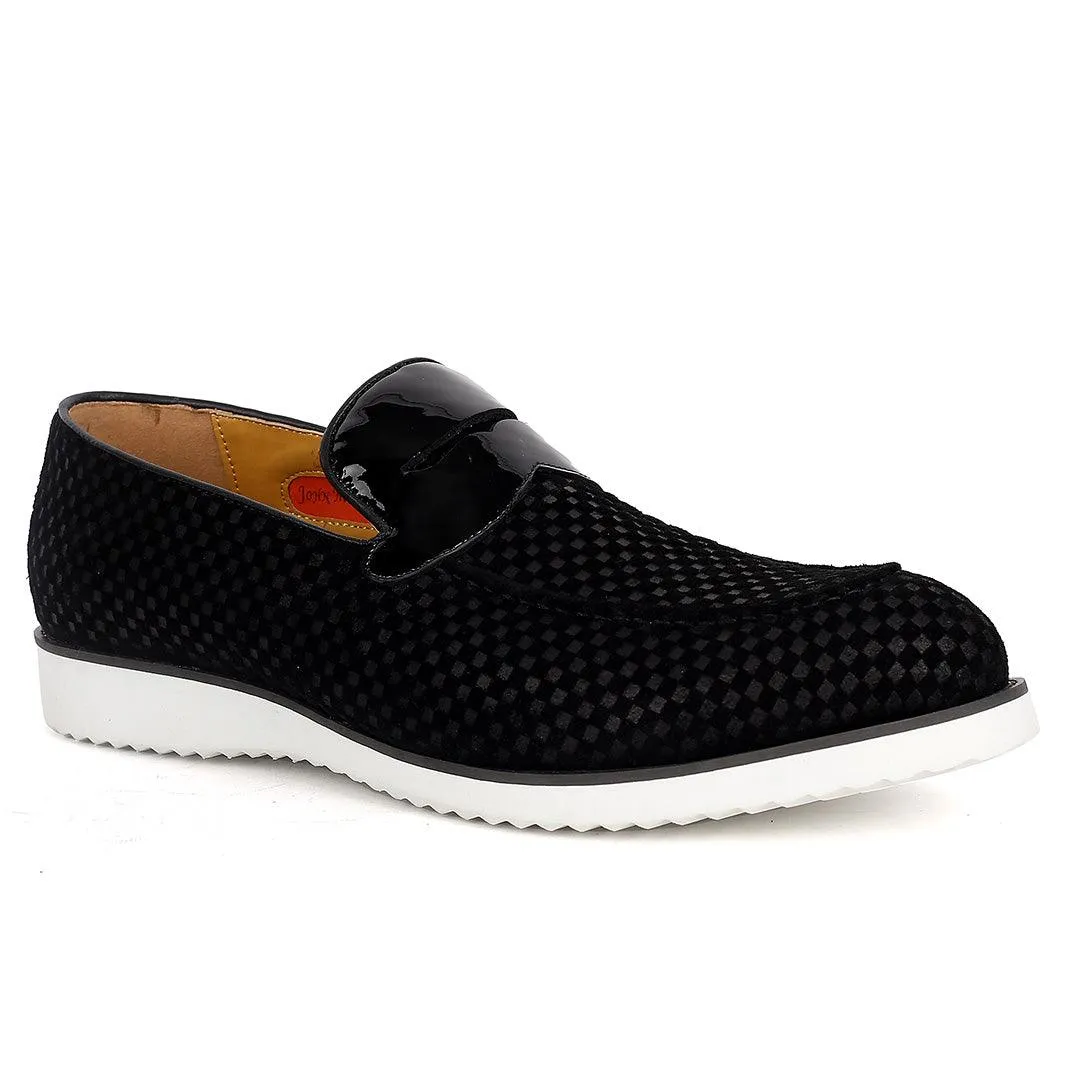 John Mendson Full Checkered Black Suede Leather Designer