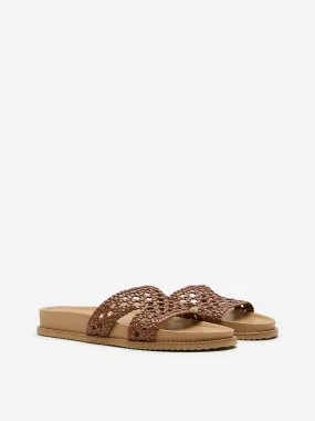 LUNA BLU Tan Woven Mule Sandals