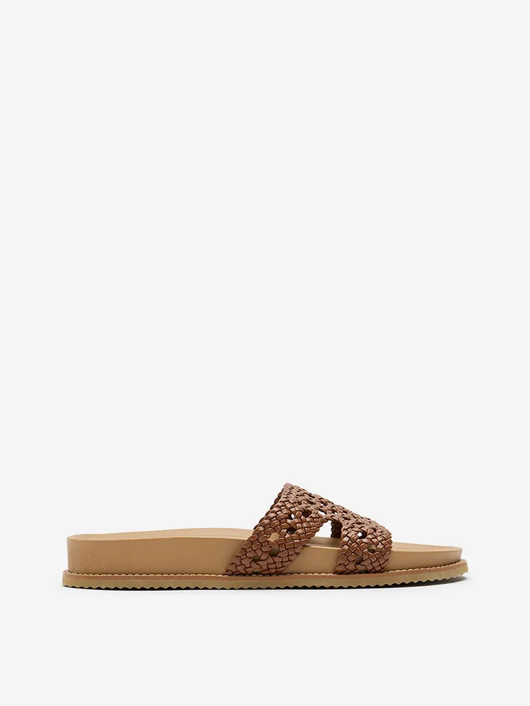 LUNA BLU Tan Woven Mule Sandals