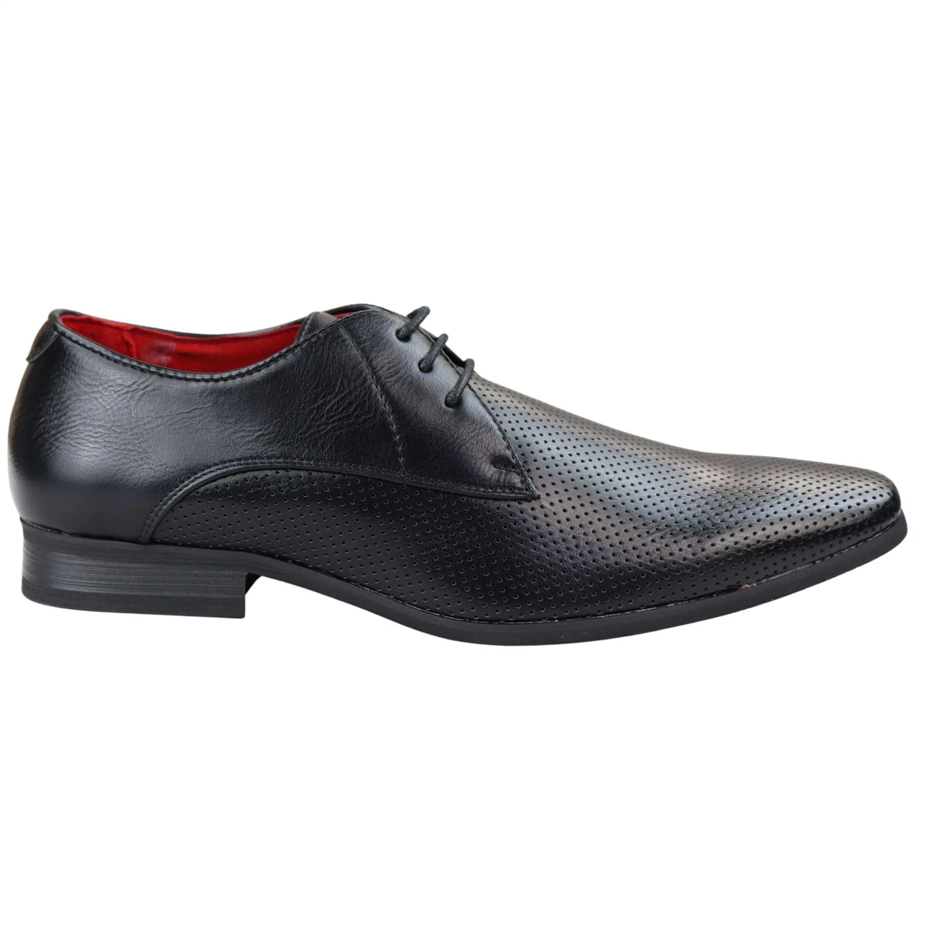 Mens Shoes Smart Formal Perforated Pointed Laced Black Red White Patent Leather PU