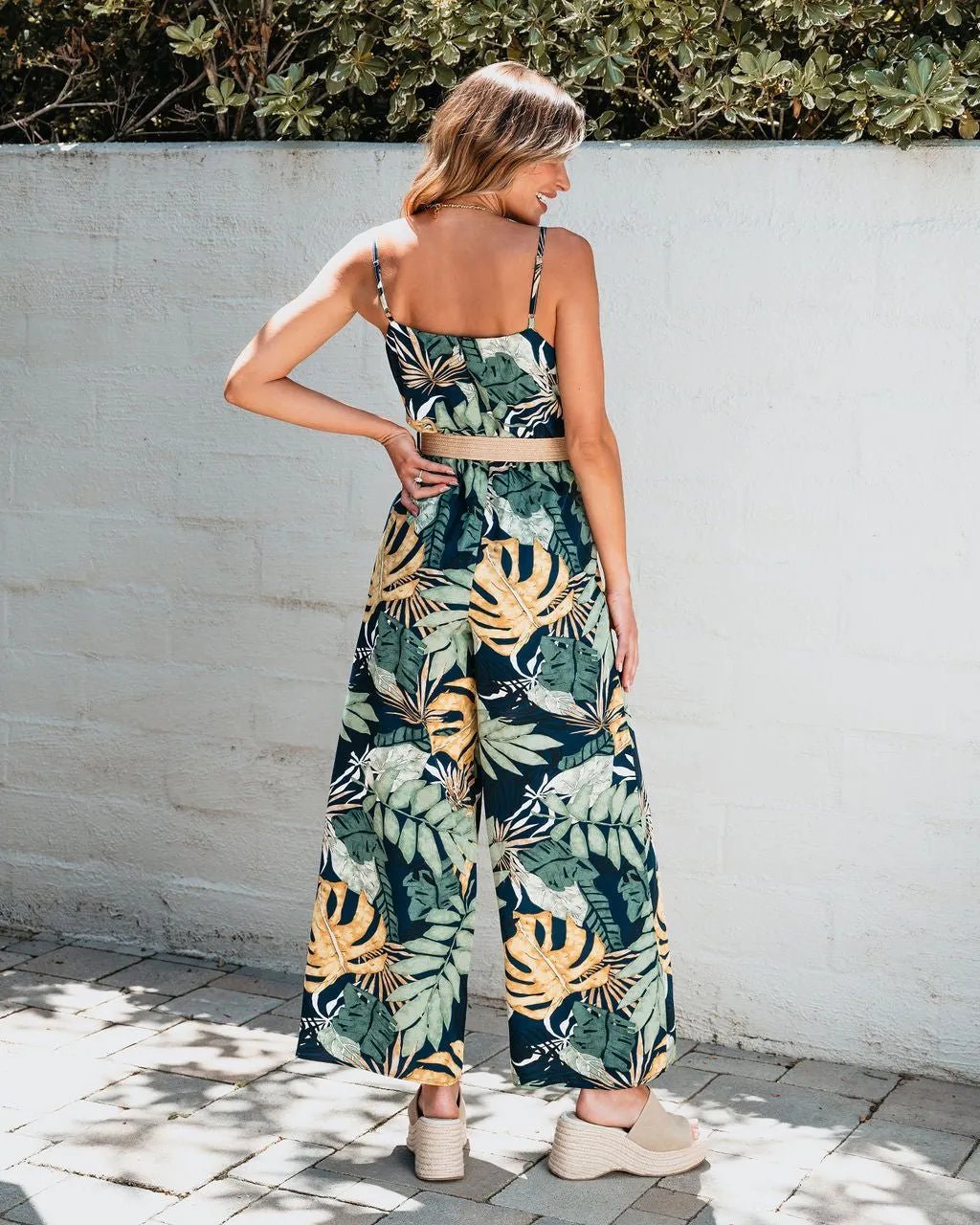 Multi Tropical Print Belted Jumpsuit - FINAL SALE