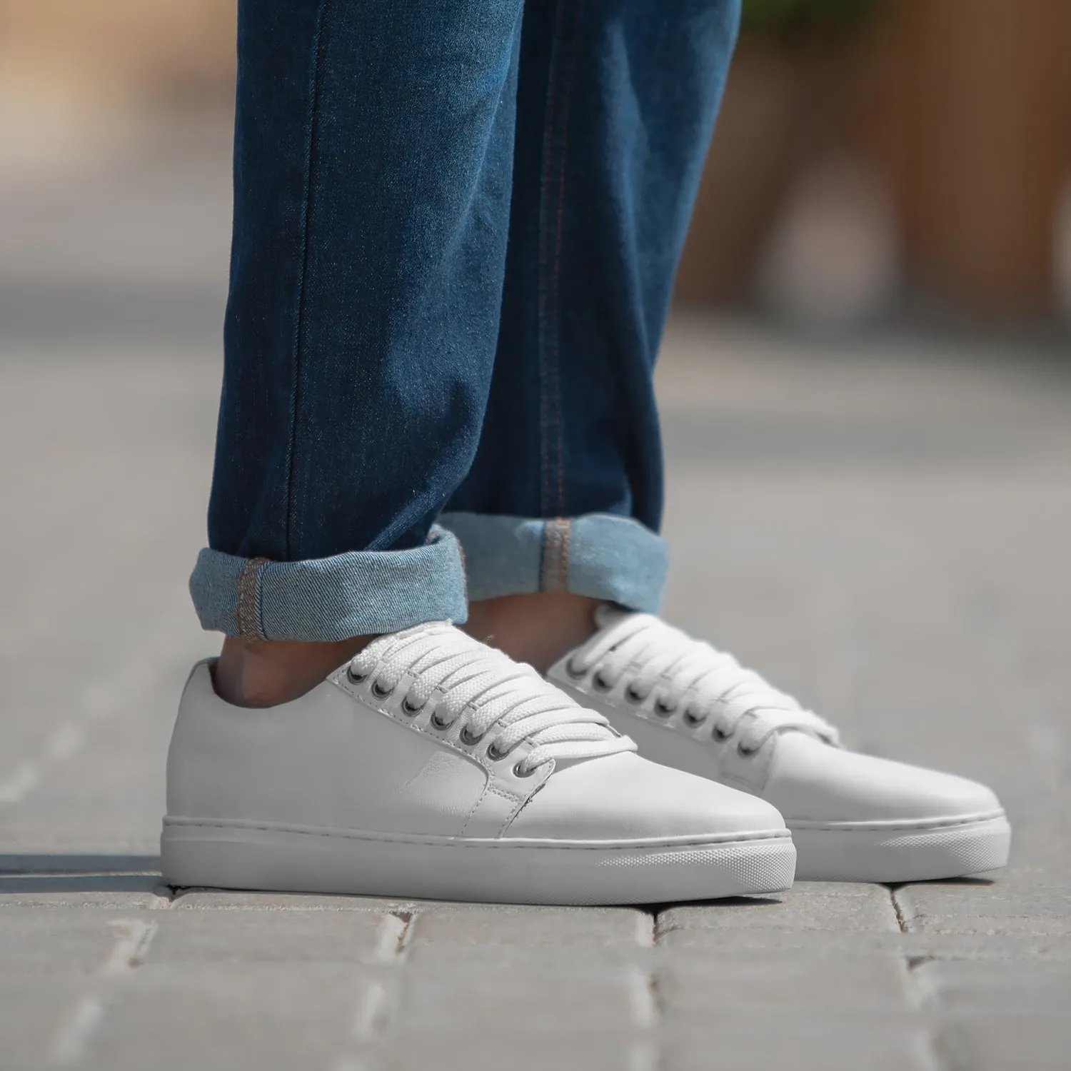 Murphy Low Top White Leather Sneakers