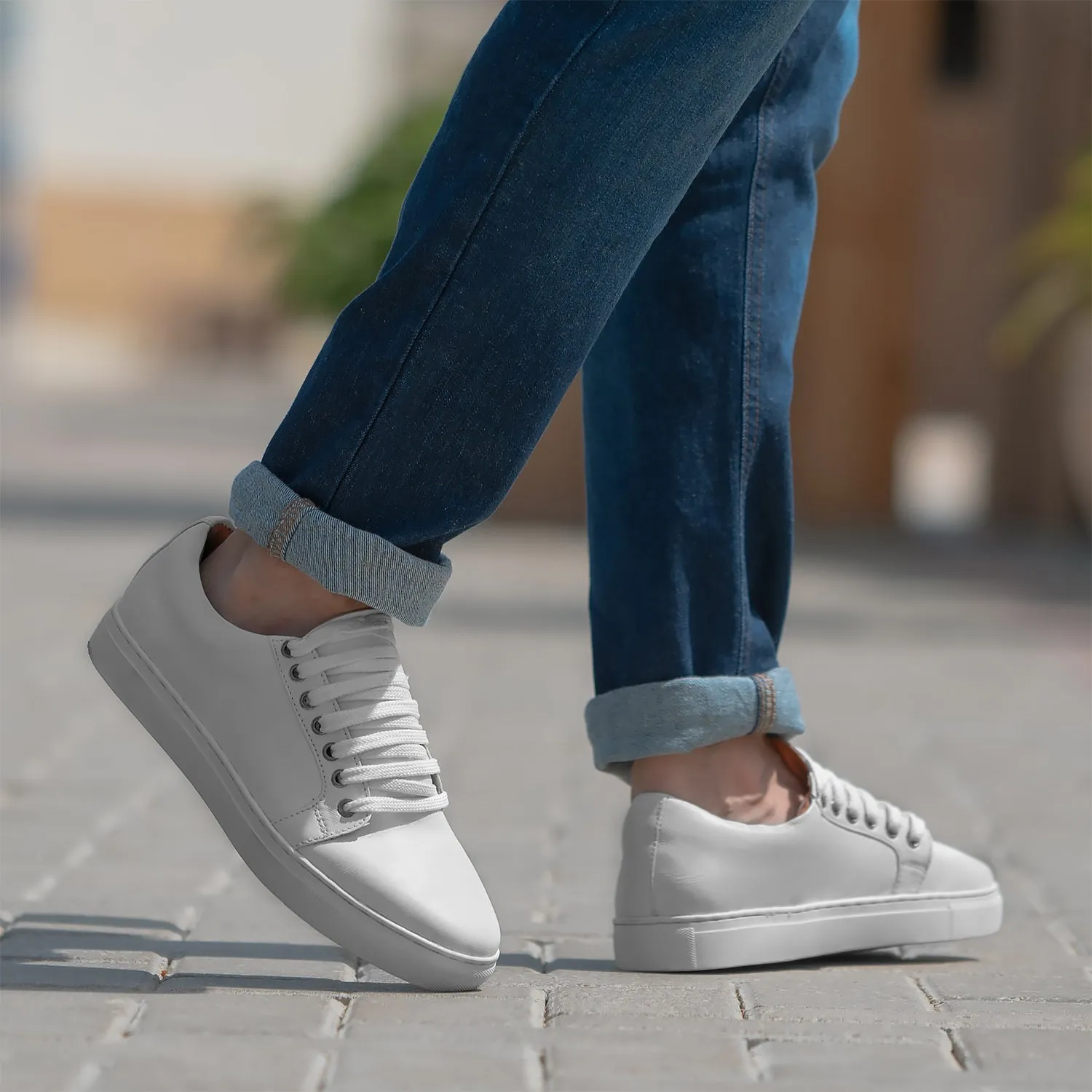 Murphy Low Top White Leather Sneakers