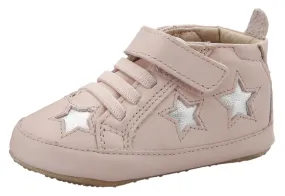 Old Soles Girl's High Splash Premium Leather Shoes - Powder Pink/Silver