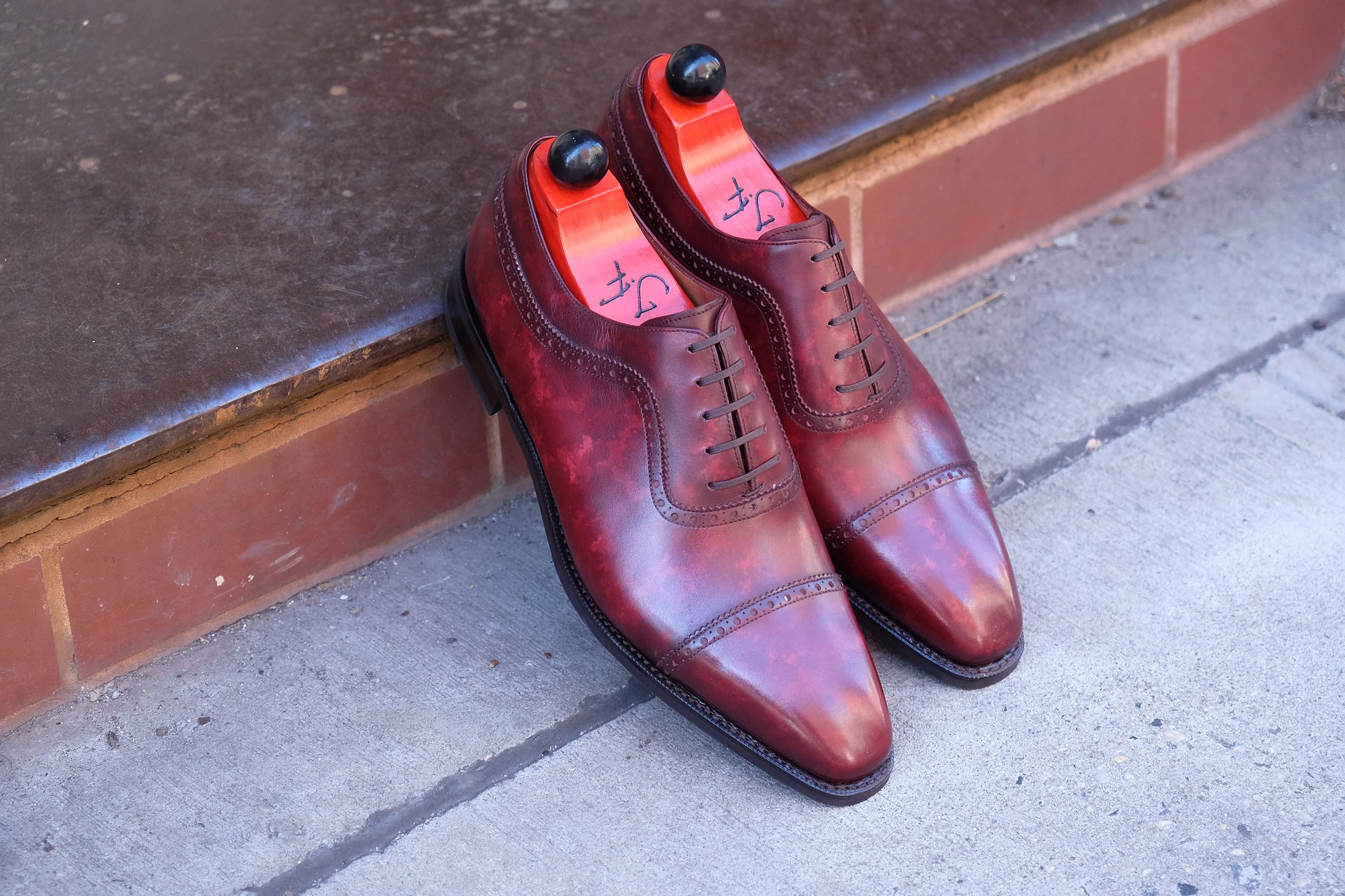 Palacio - MTO - Burgundy Marble Patina - LPB Last - City Rubber Sole