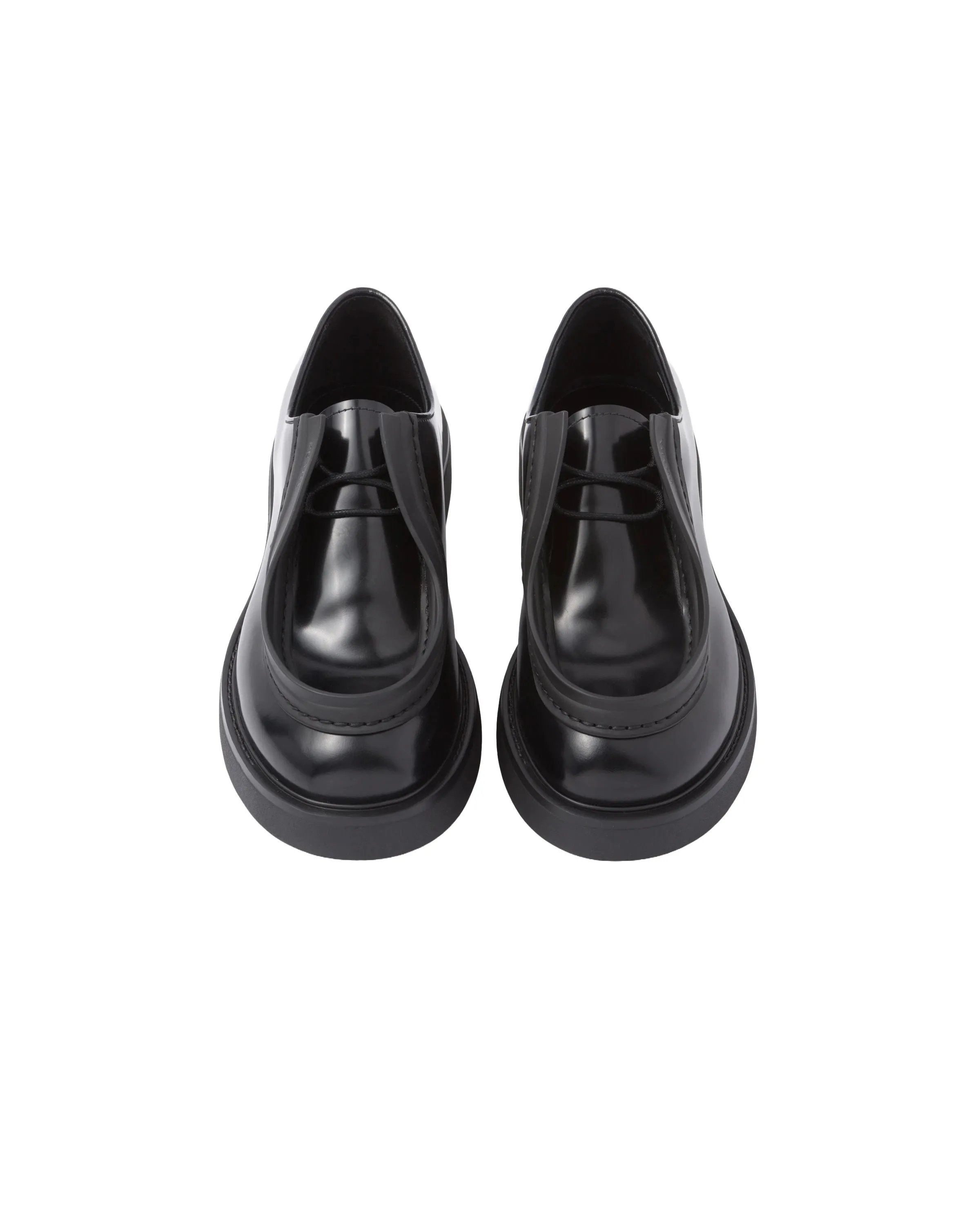 Prada Diapason Opaque Brushed Leather Lace Up Loafers