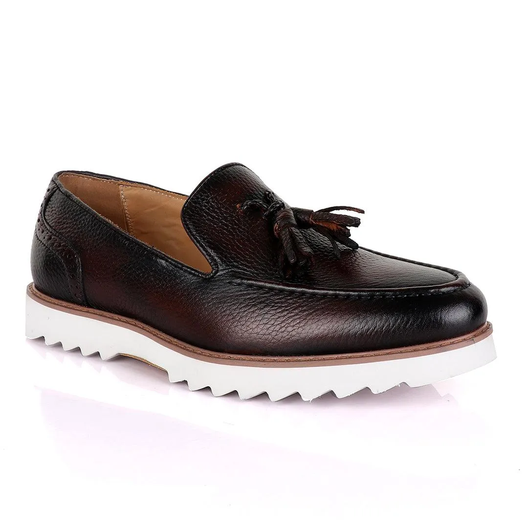 Salvatore Ferragamo Double Tassel Loafers-Coffee