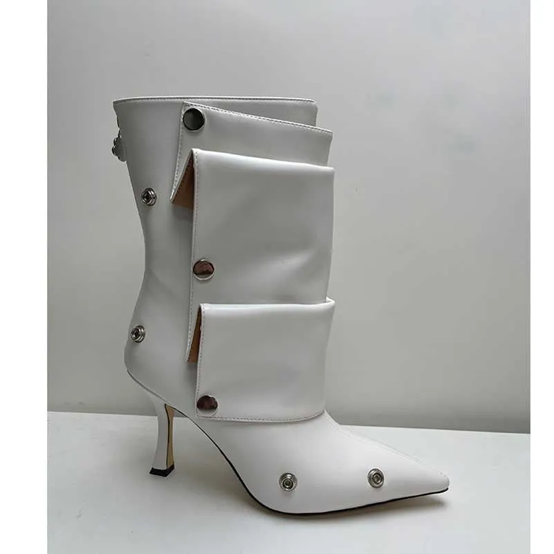 Snap Off Boots Short Stiletto Bootie With Removable Oversleeve