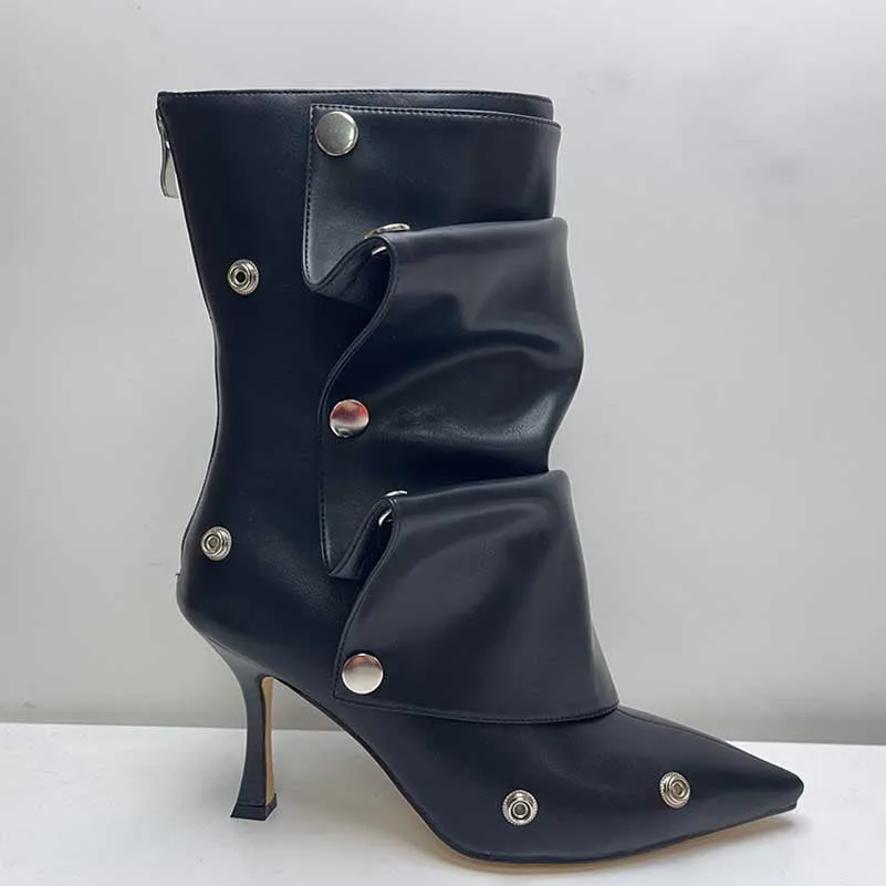 Snap Off Boots Short Stiletto Bootie With Removable Oversleeve