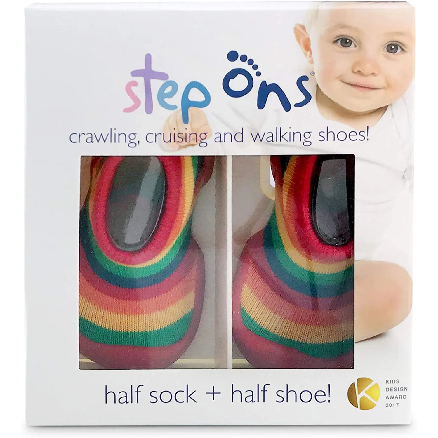 Step Ons Baby Sock Shoe (Rainbow Stripe)