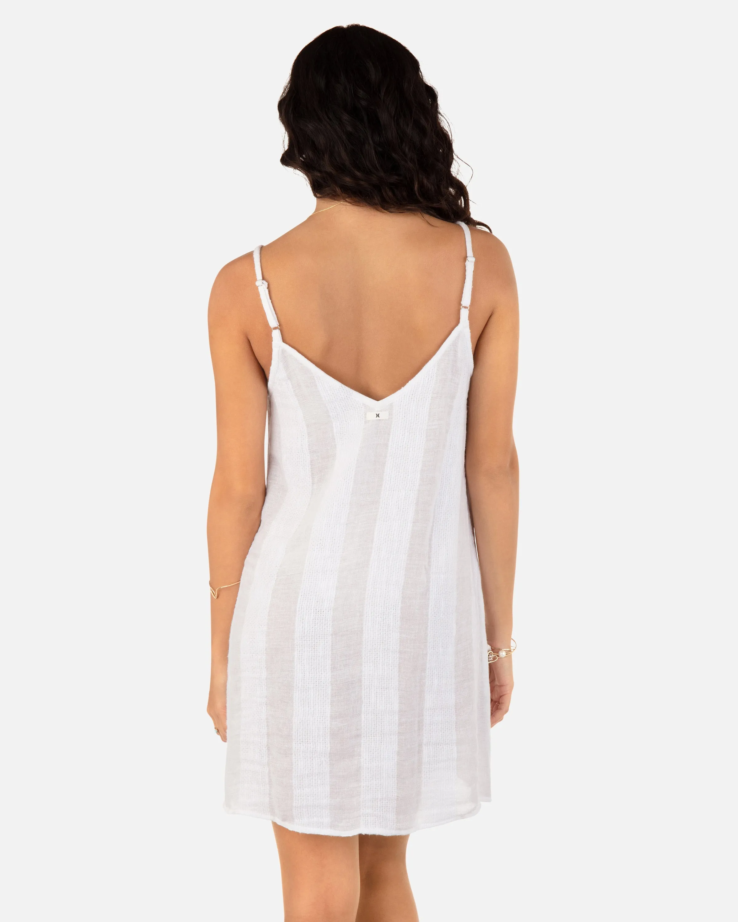 Stripe Gauze V Front Mini Dress