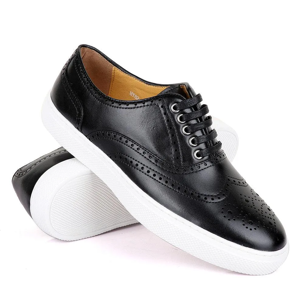 Terry Taylors Exotic Oxford Black Leather Sneaker Shoe