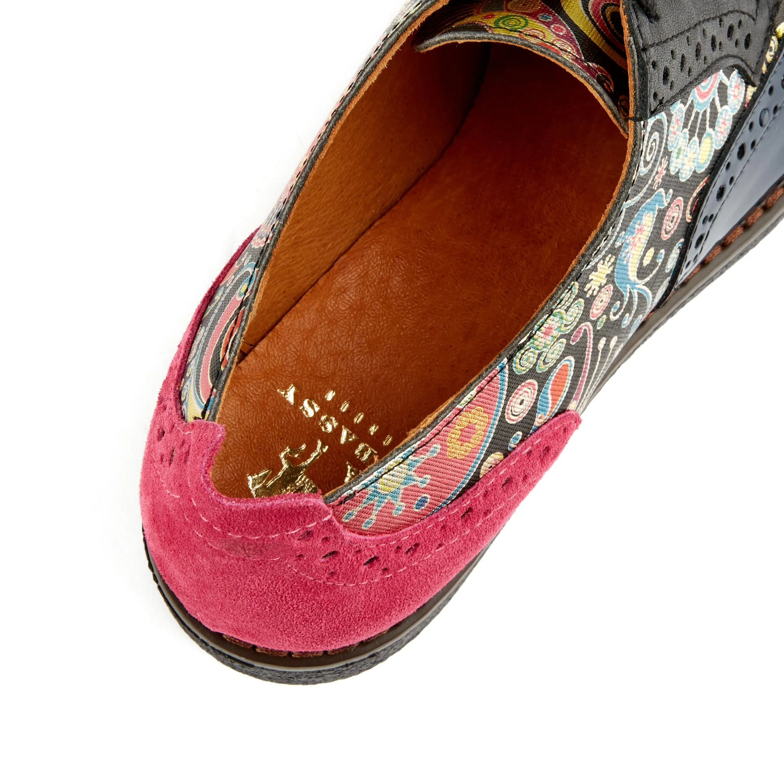 The Artist - Navy Pink - Womens leather shoe with wingtip and brogue design detail