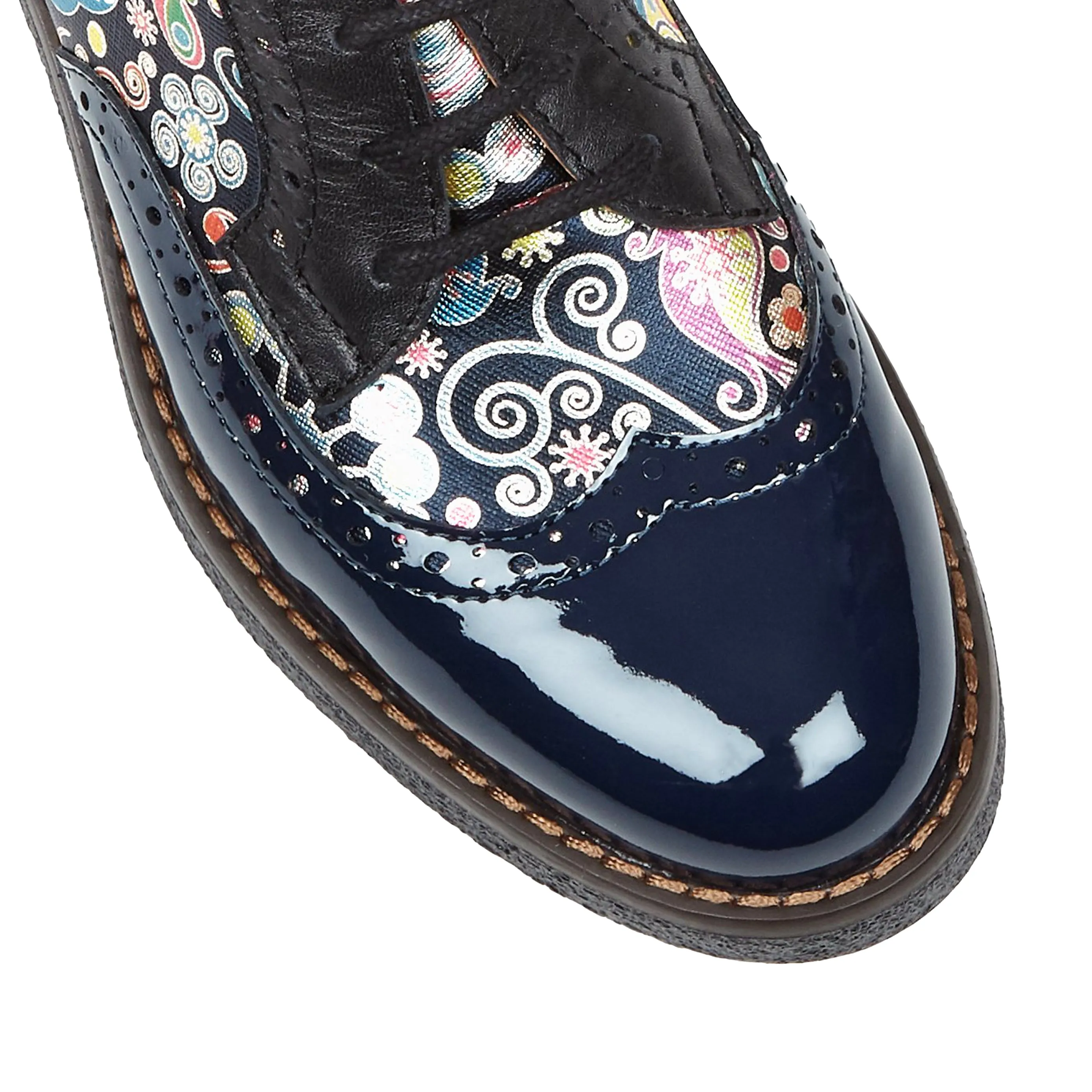 The Artist - Navy Pink - Womens leather shoe with wingtip and brogue design detail