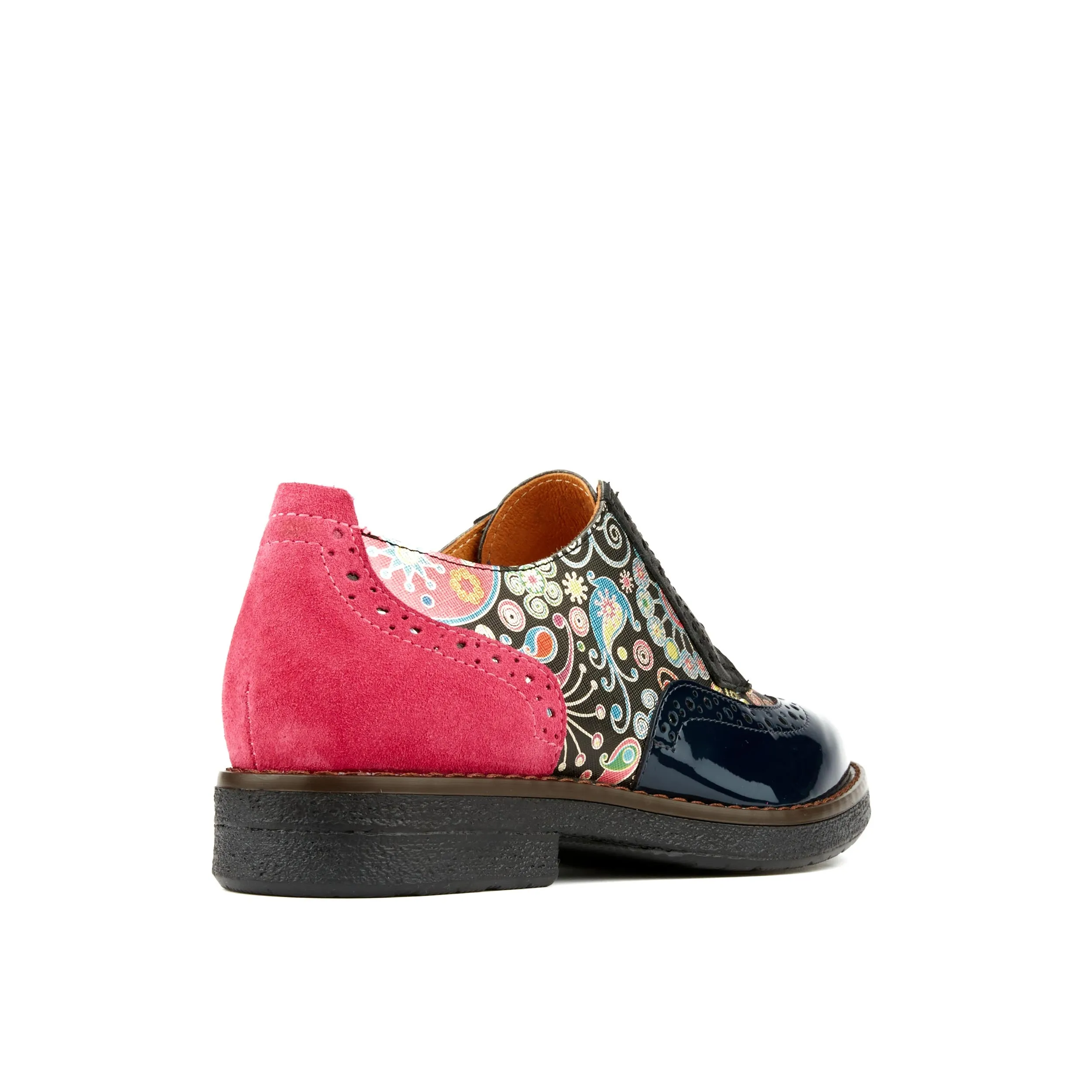 The Artist - Navy Pink - Womens leather shoe with wingtip and brogue design detail