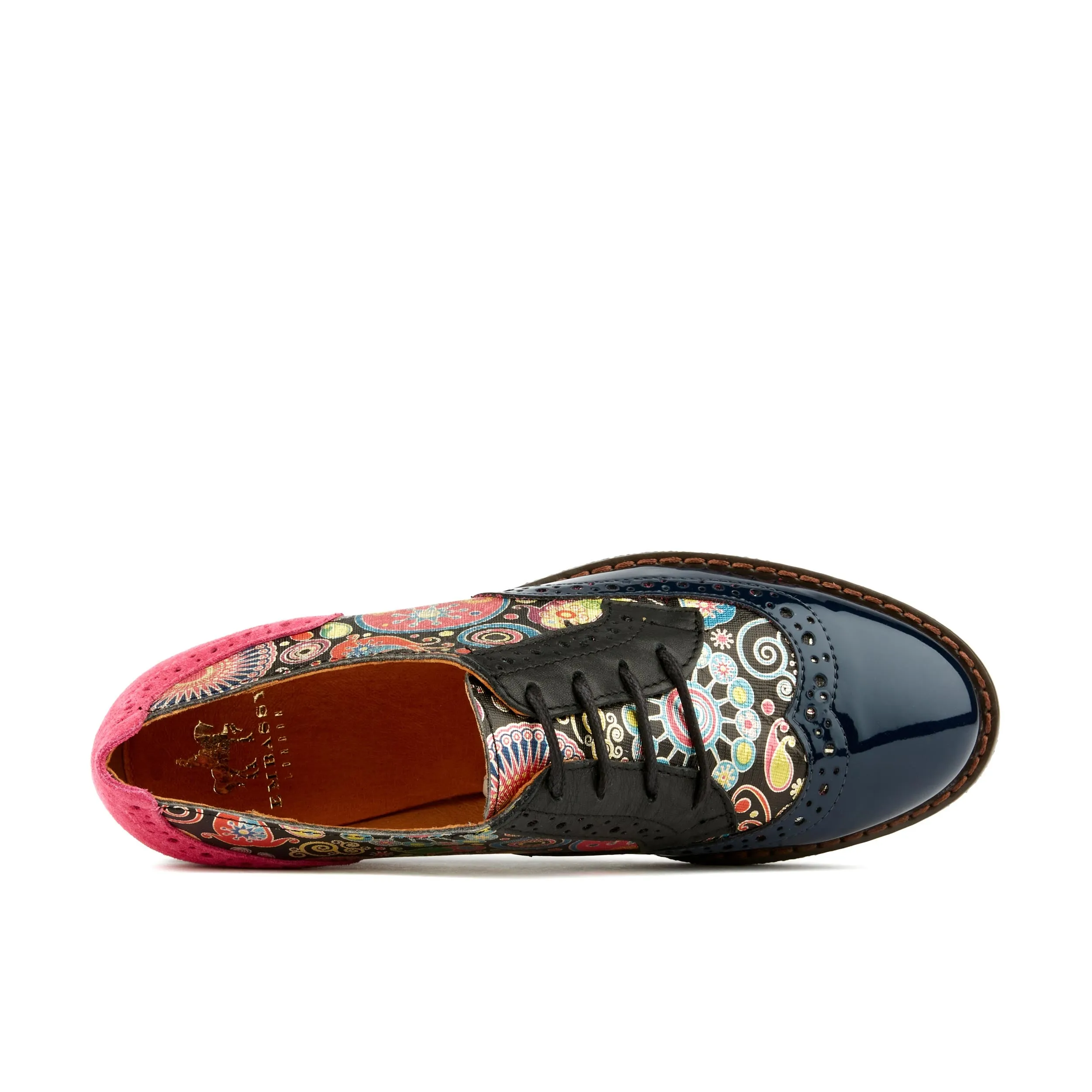 The Artist - Navy Pink - Womens leather shoe with wingtip and brogue design detail