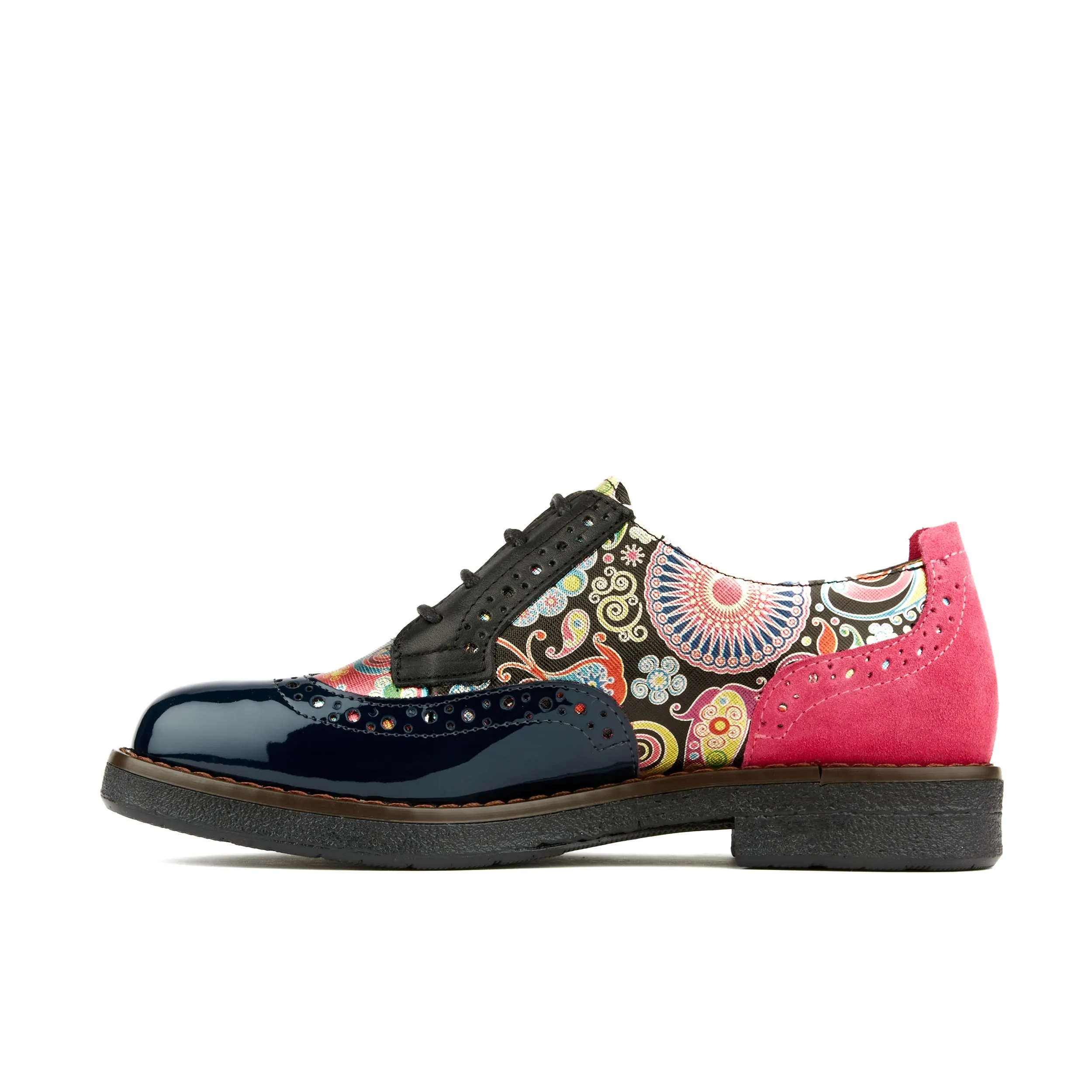 The Artist - Navy Pink - Womens leather shoe with wingtip and brogue design detail