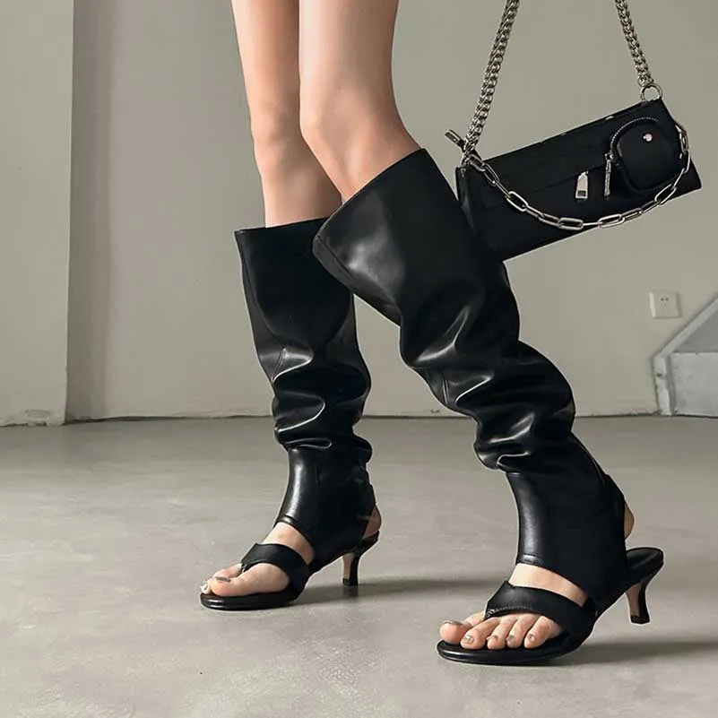 Women Faux Leather Thong Boots